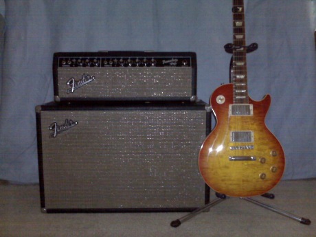 1964 Fender Tremolux Amp and Gibson Historic Collection 1959 Les Paul guitar with "out of phase" pick-ups.
